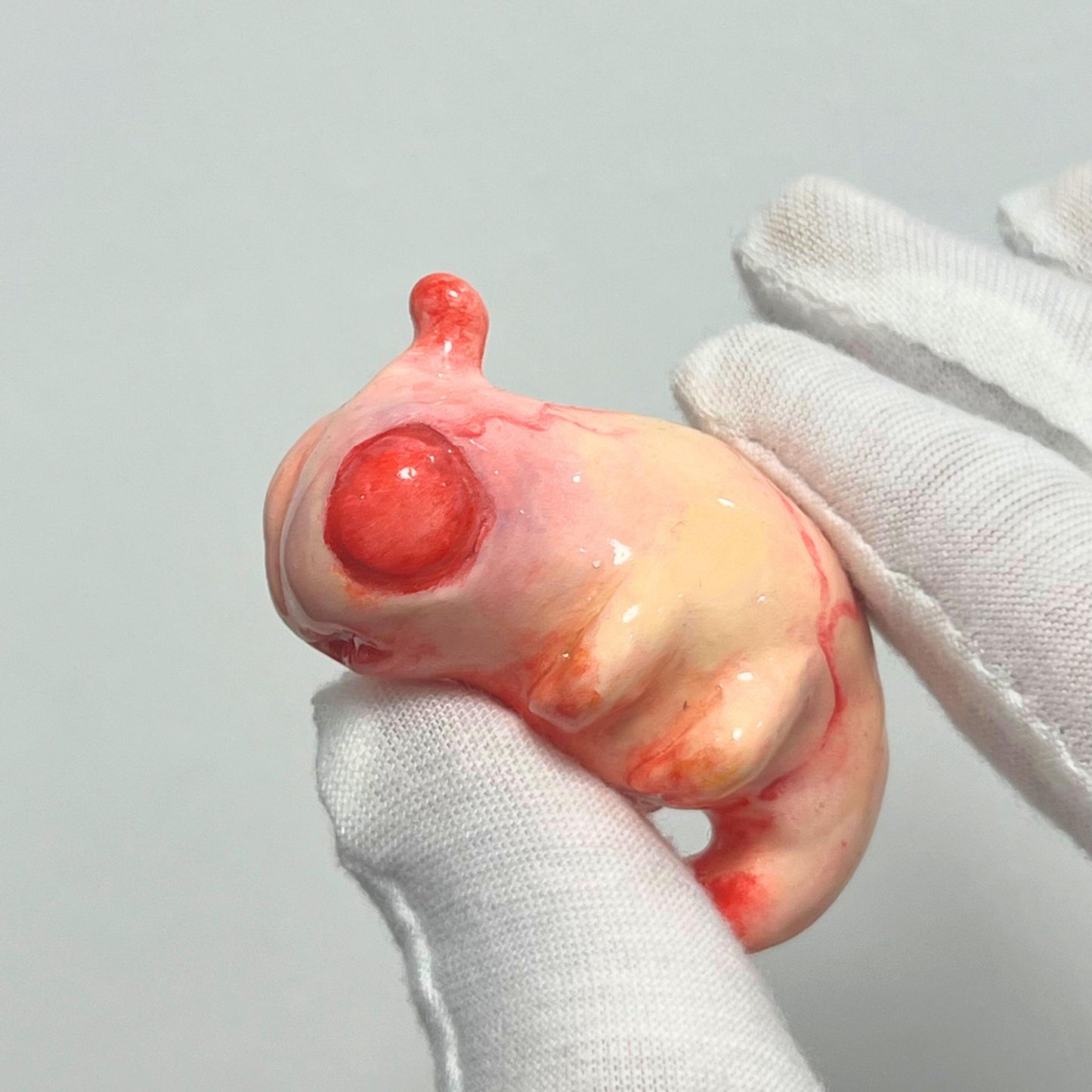 Handcrafted Creepy Cute Alien Embryo Monster Statue - A Striking Bloody Embryo Sculpture